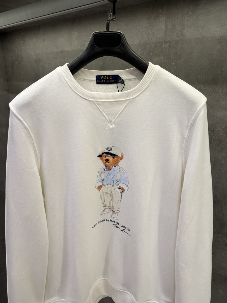 RL Premium Crew Yaka Beyaz Ayıcık Sweat