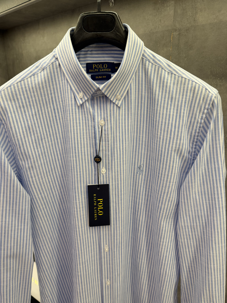 RL 2026 Premium Slim fit Cotton Linen Gömlek Mavi
