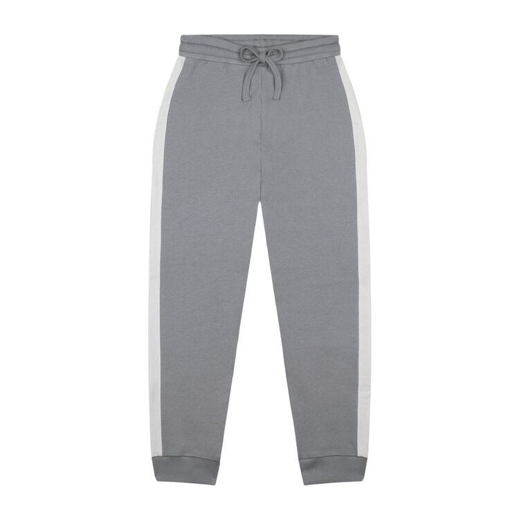 Antebies - Beyaz Kontrastlı Gri Sweatshirt ve Pantolon Set