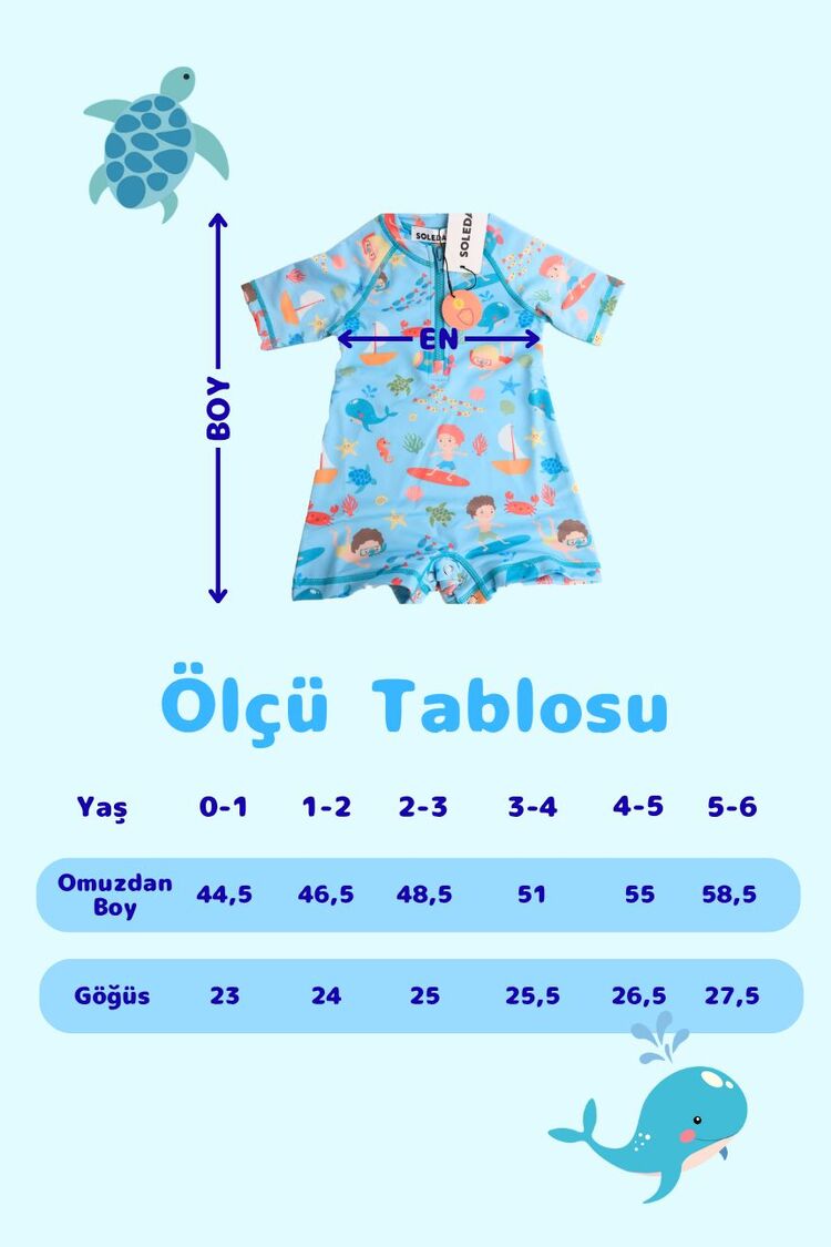 SOLEDA UV Korumalı UPF 50+ Bebek Çocuk Mayosu Journey Under The Sea