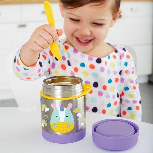 SKIP HOP - Paslanmaz Çelik Mama Saklama ve Taşıma Termosu Unicorn 2 Parça Set