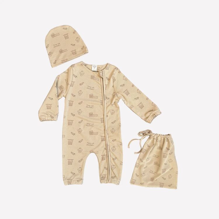 Auntie Me Organik Pale Khaki ‘Ancient History’ Set