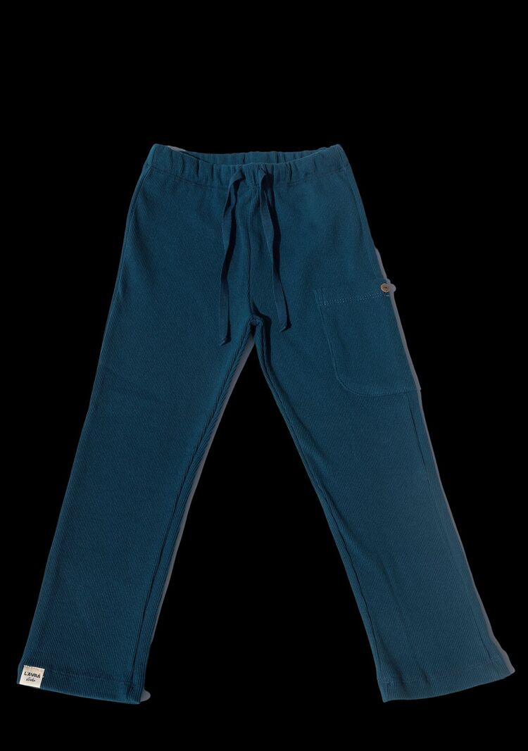 Lavra Studio - Bowie Fitilli Pantolon - Petrol Mavi
