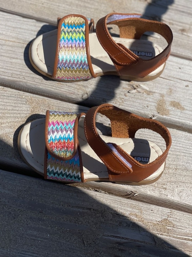 Merli&Rose Bantlı Sandalet | Renkli Zigzag