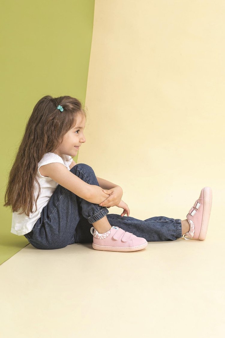 Hopfrög Smart Walker Canvas Play Toz Pembe Barefoot Çocuk Ayakkabı