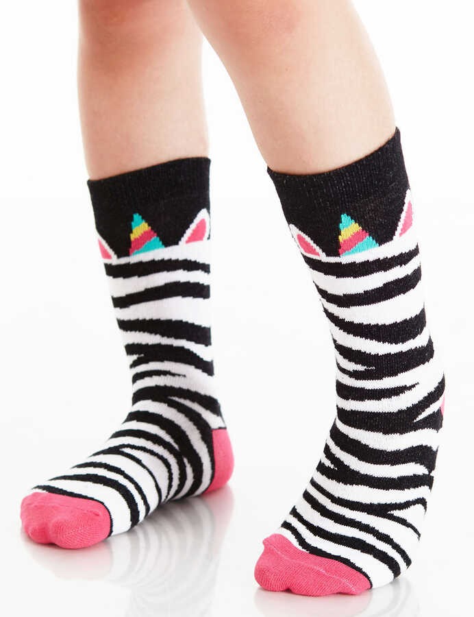 Denokids - Zebracorn Kız Çocuk Soket Çorap 2'li Takım