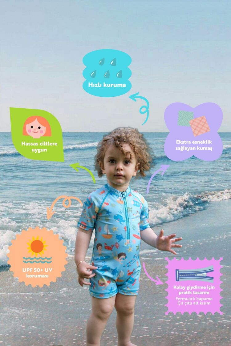 SOLEDA UV Korumalı UPF 50+ Bebek Çocuk Mayosu Journey Under The Sea
