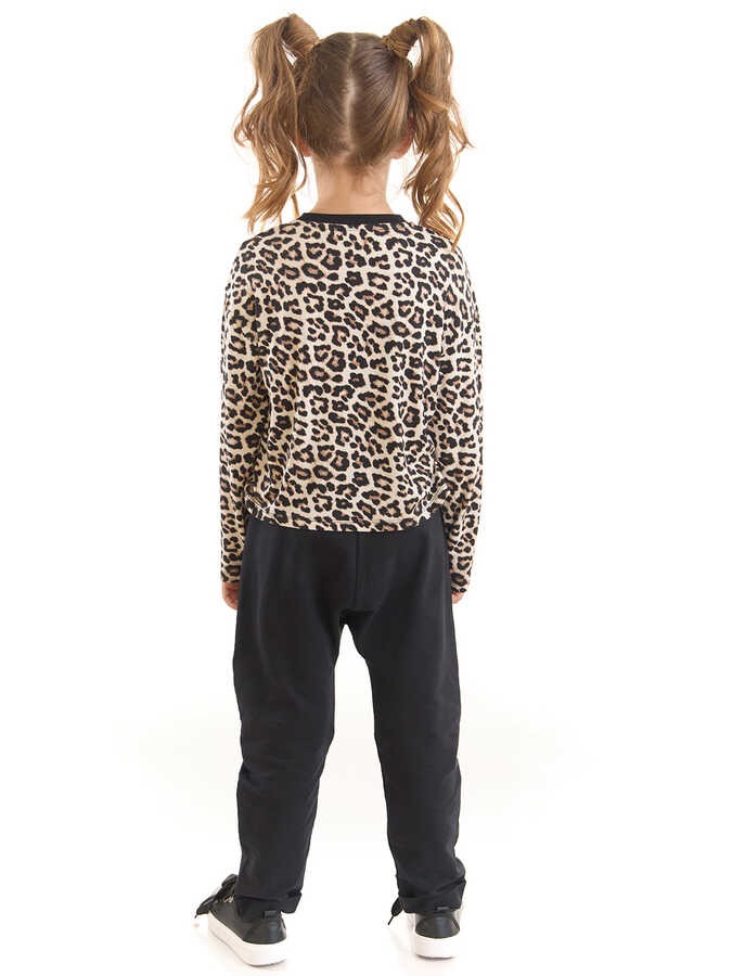 Mushi - Wow Leopar Kız Çocuk T-shirt Pantolon Takım
