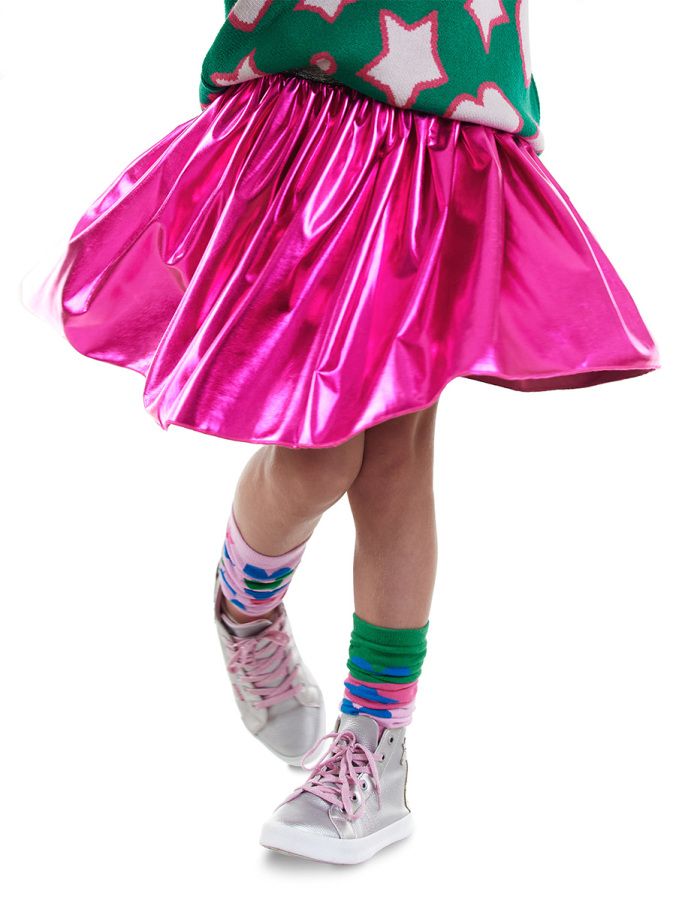 Denokids Kız Çocuk Koyu Pembe Metalik Parlak Etek