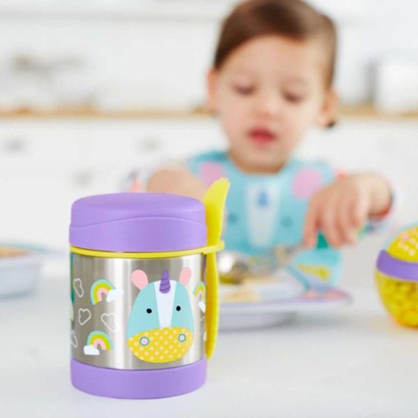 SKIP HOP - Paslanmaz Çelik Mama Saklama ve Taşıma Termosu Unicorn 2 Parça Set