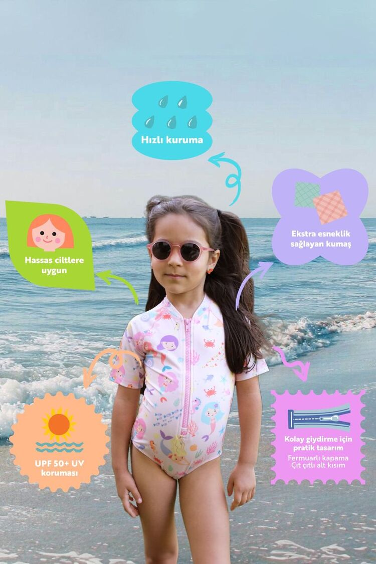 SOLEDA UV Korumalı UPF 50+ Bebek Çocuk Mayosu Mermaid Magic