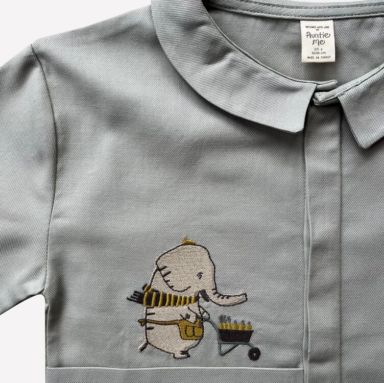 Auntie Me Organik Mirage Gray ‘Elephant’ Yakalı Pazen Gömlek

