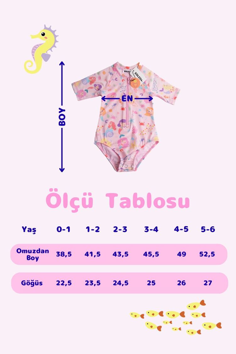 SOLEDA UV Korumalı UPF 50+ Bebek Çocuk Mayosu Mermaid Magic
