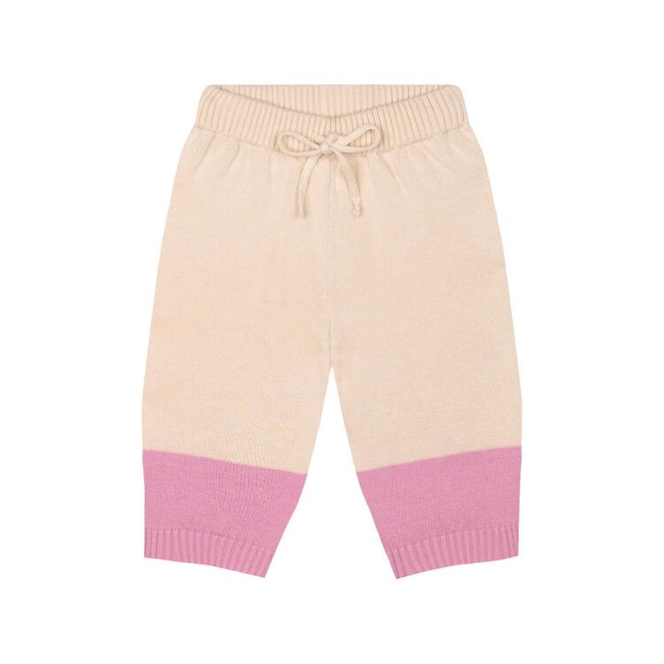 antebies Pembe Kontrastlı Krem Triko Set