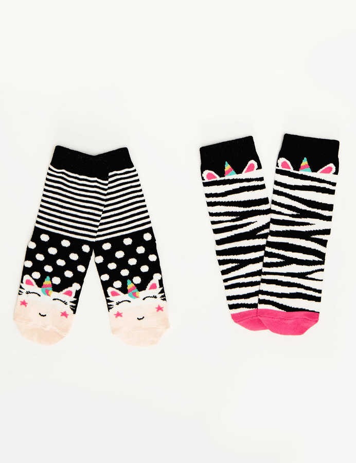 Denokids - Zebracorn Kız Çocuk Soket Çorap 2'li Takım