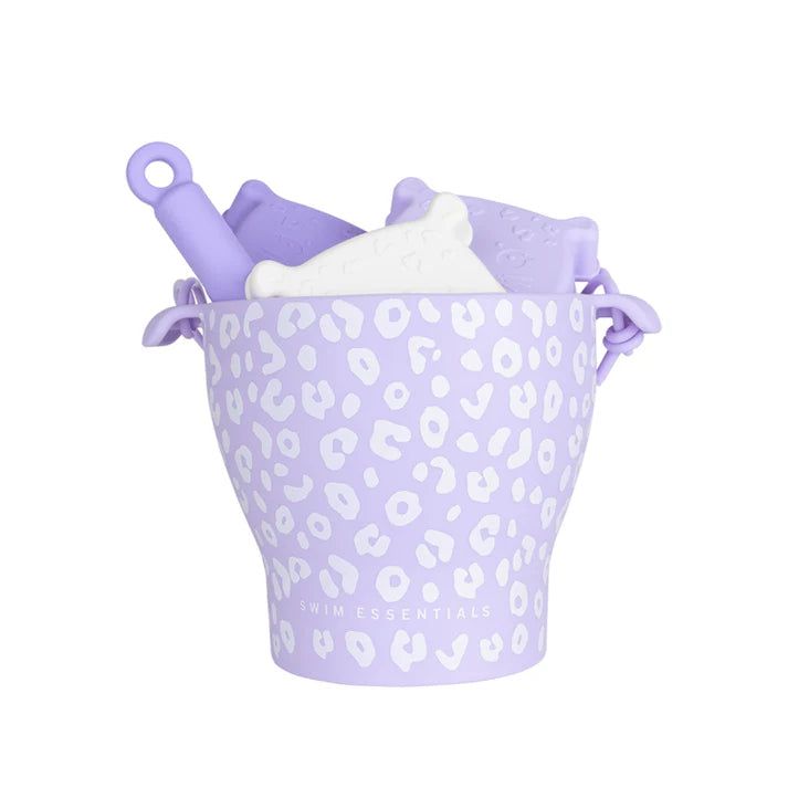 Swim Essentials Lila Leopard Silikon Oyuncak Seti - Kova, Kürek ve 3 adet Kalıp