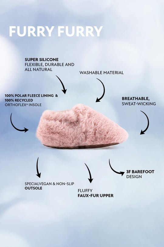 Hopfrög Furry Furry Pembe Kürk Barefoot Patik (Hediye Seti)