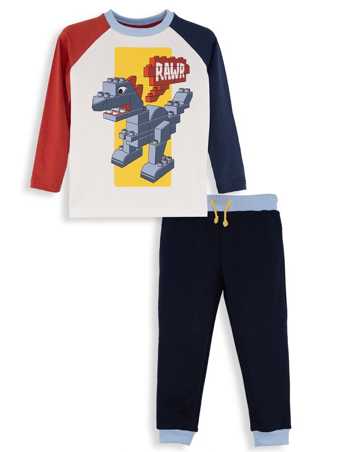 Denokids Bricks Dino Erkek Çocuk T-shirt Pantolon Takım