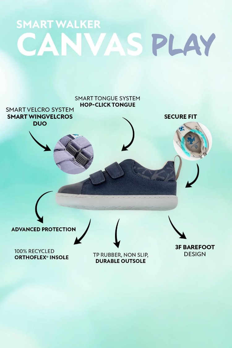 Hopfrög Smart Walker Canvas Play Lacivert Barefoot Çocuk Ayakkabı