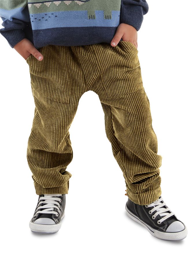 Denokids Fitilli Kadife Haki Erkek Çocuk Pantolon