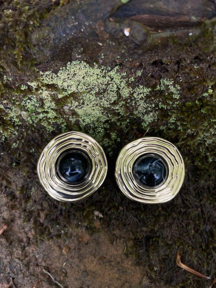 Onyx Spiral Kol Düğmesi & Broş