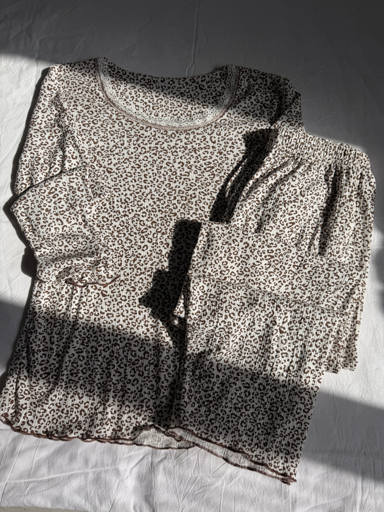 Leoparlı Dantel Sexy Takım