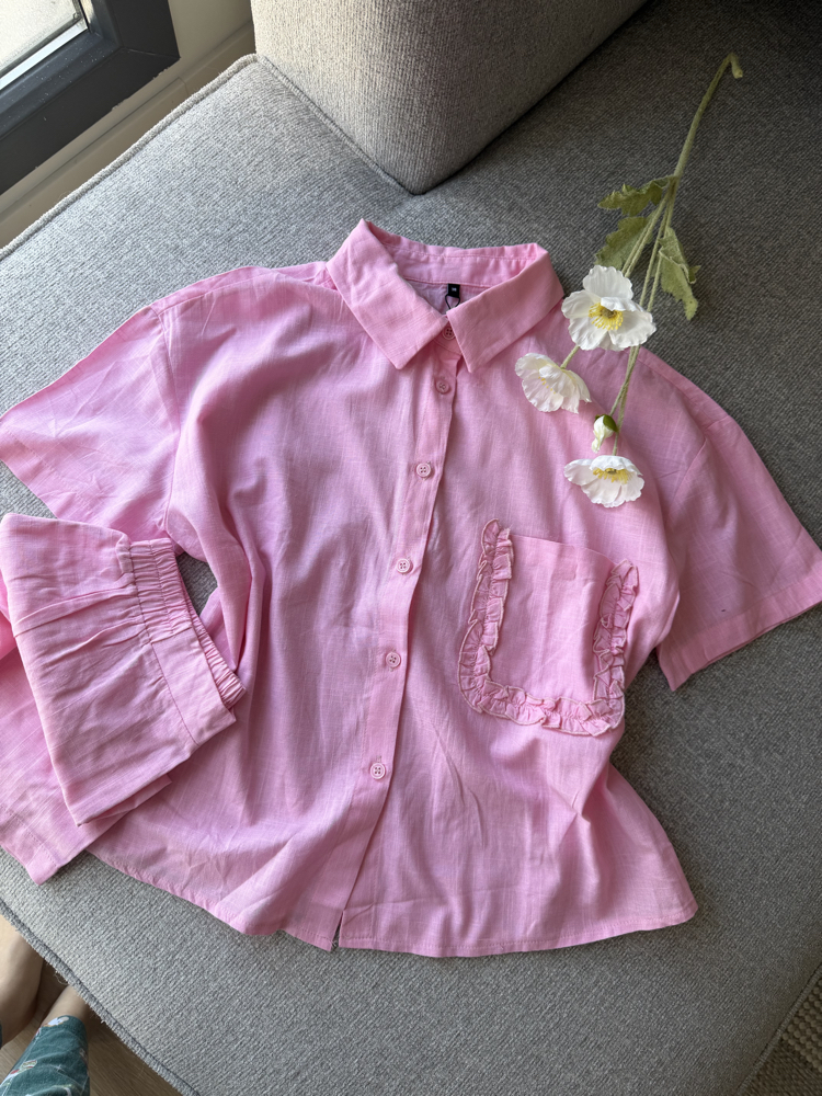 PEMBE FIRFIR CEP DETAYLI ŞORTLU TAKIM