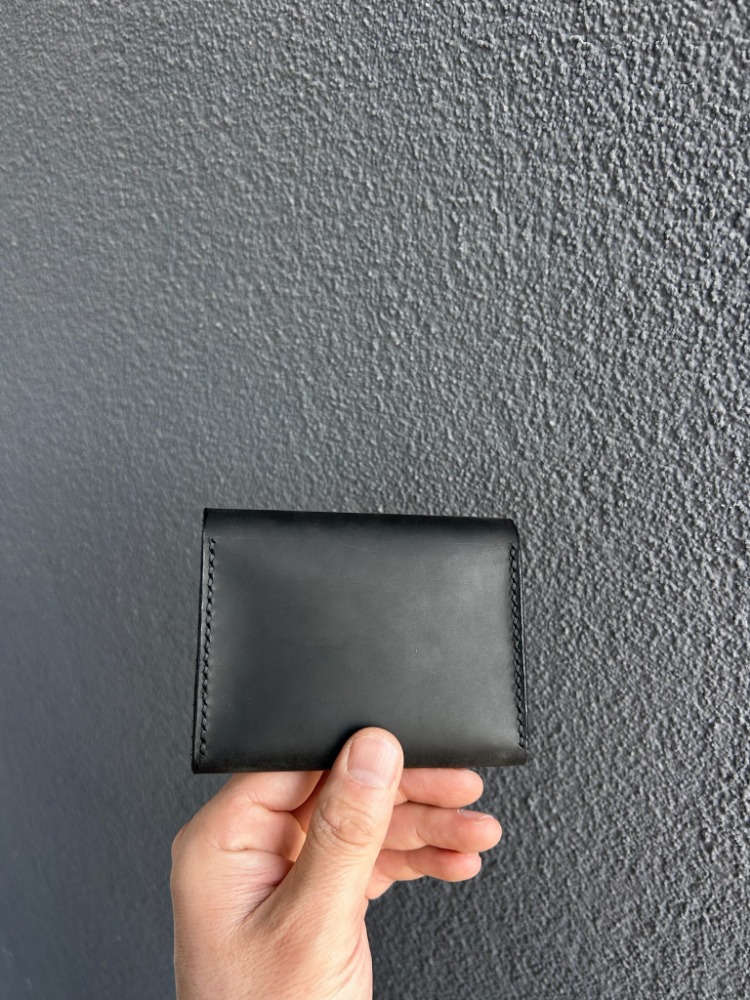 Çıtçıtlı Siyah Deri Cüzdan - El Yapımı Minimalist Kartlık - Hakiki Deri 