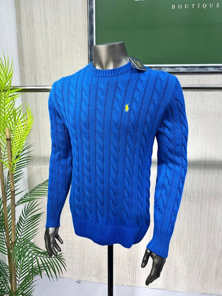 Polo Ralph Lauren %100 Pamuk Saç Örgü Triko Kazak – Avrupa Kalıp, Nakış Logo, Premium 