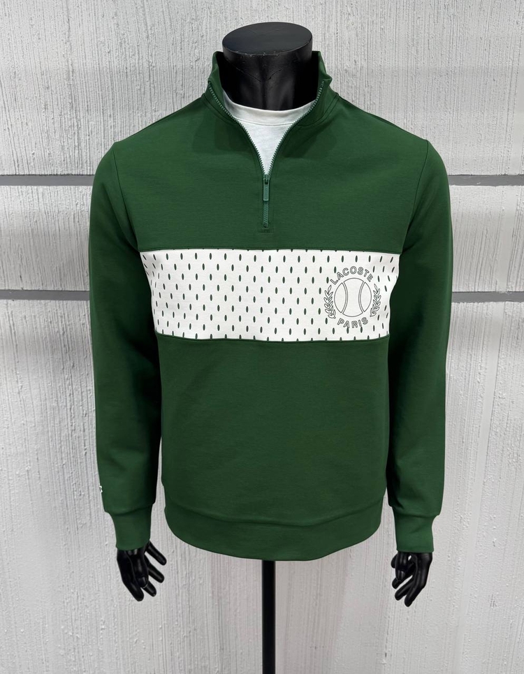Lacoste Paris Serisi Yarım Fermuarlı Likralı Pamuk Sweatshirt