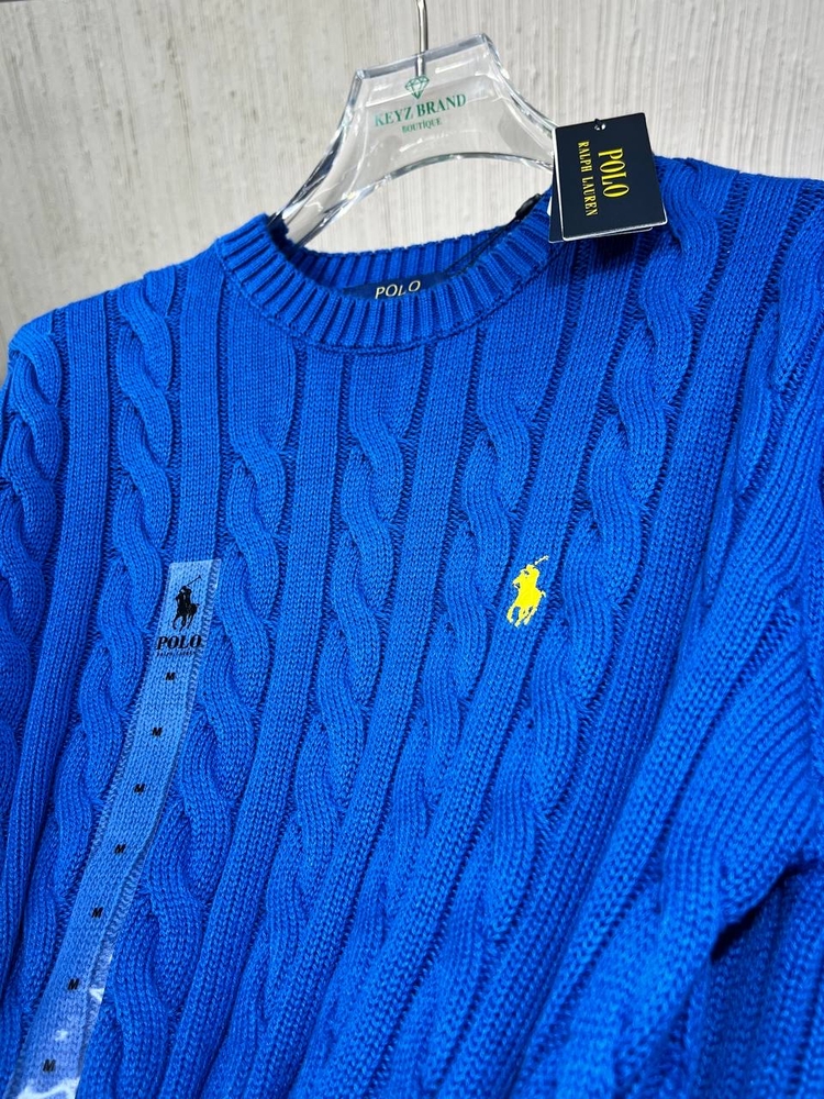 Polo Ralph Lauren %100 Pamuk Saç Örgü Triko Kazak – Avrupa Kalıp, Nakış Logo, Premium 