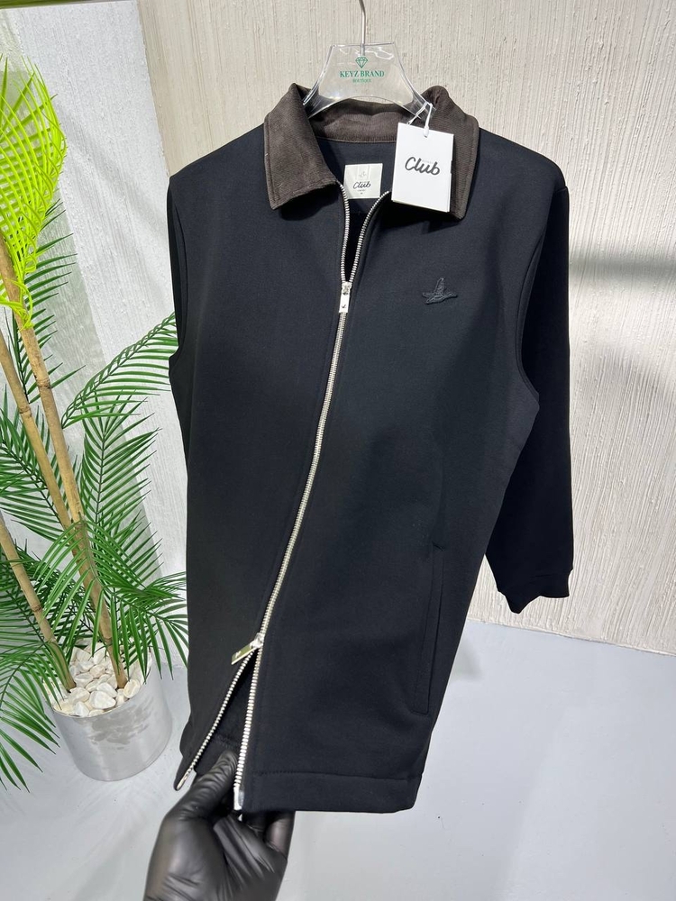 Beymen %100 İthal Pamuk Çift Fermuarlı Kadife Yakalı Comfort Hırka