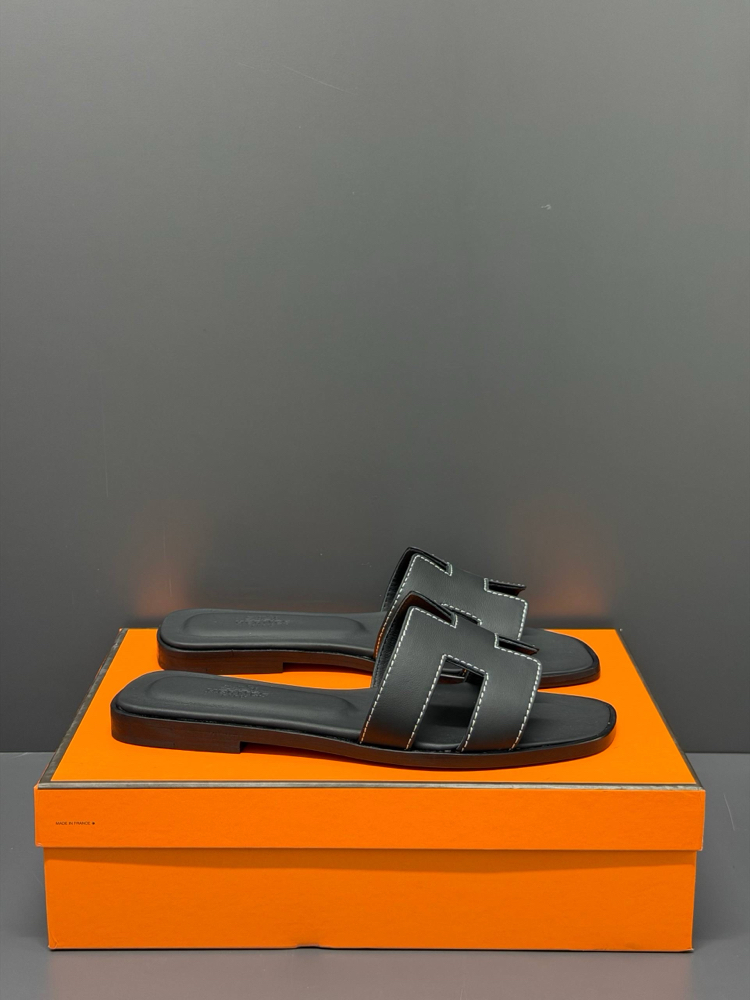 Hermes Orange Slippers %100 Leather/ Full Box(premium)