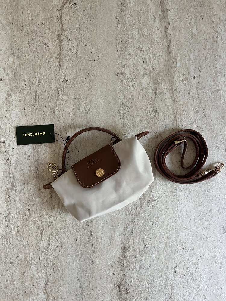 Longchamp Xs Krem Deri Askı+Kayış ile