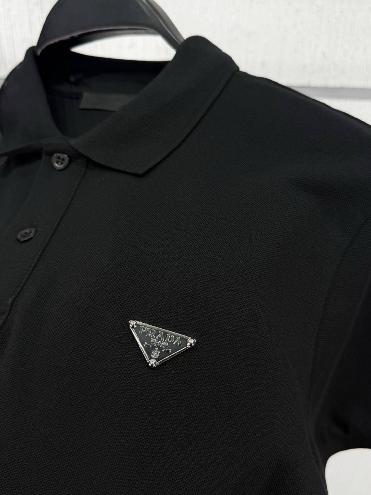 Prada Siyah Metal Arma Polo Yaka T-Shirt