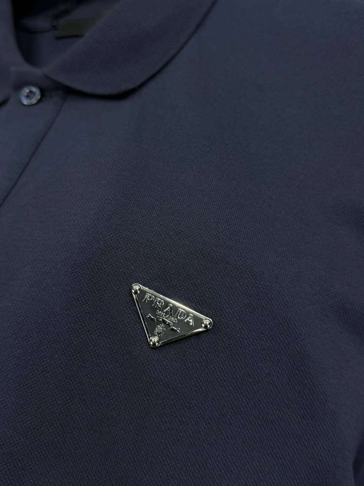 Prada Lacivert Metal Arma Polo Yaka T-Shirt