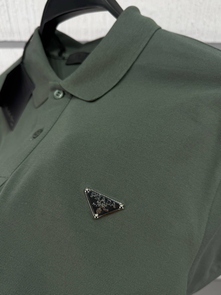 Prada Haki Metal Arma Polo Yaka T-Shirt