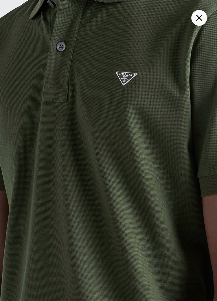 Prada Haki Metal Arma Polo Yaka T-Shirt