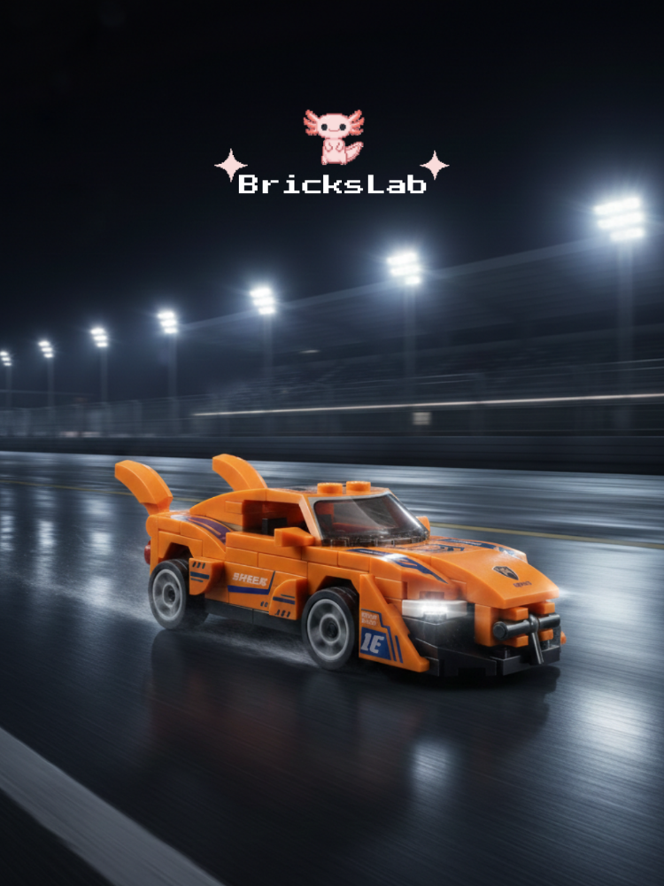 Mini Lego Çek-Bırak Spor Araba Yapım Seti Turuncu