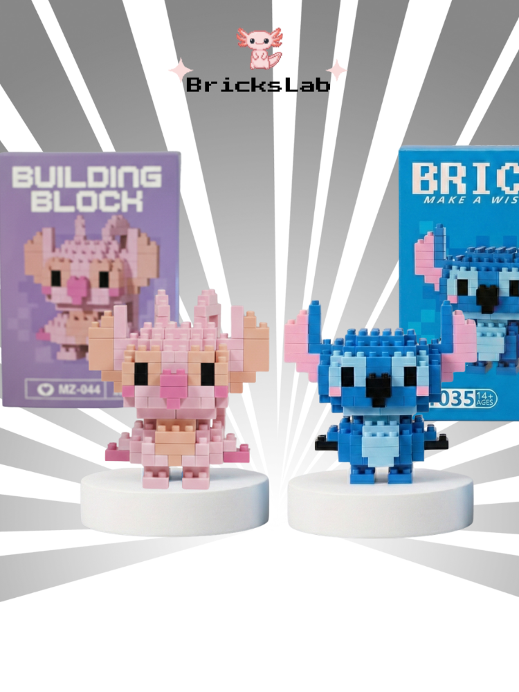 Mini Angel & Stitch Figür Seti 3D Puzzle – Mini İkili Yapı Oyuncağı