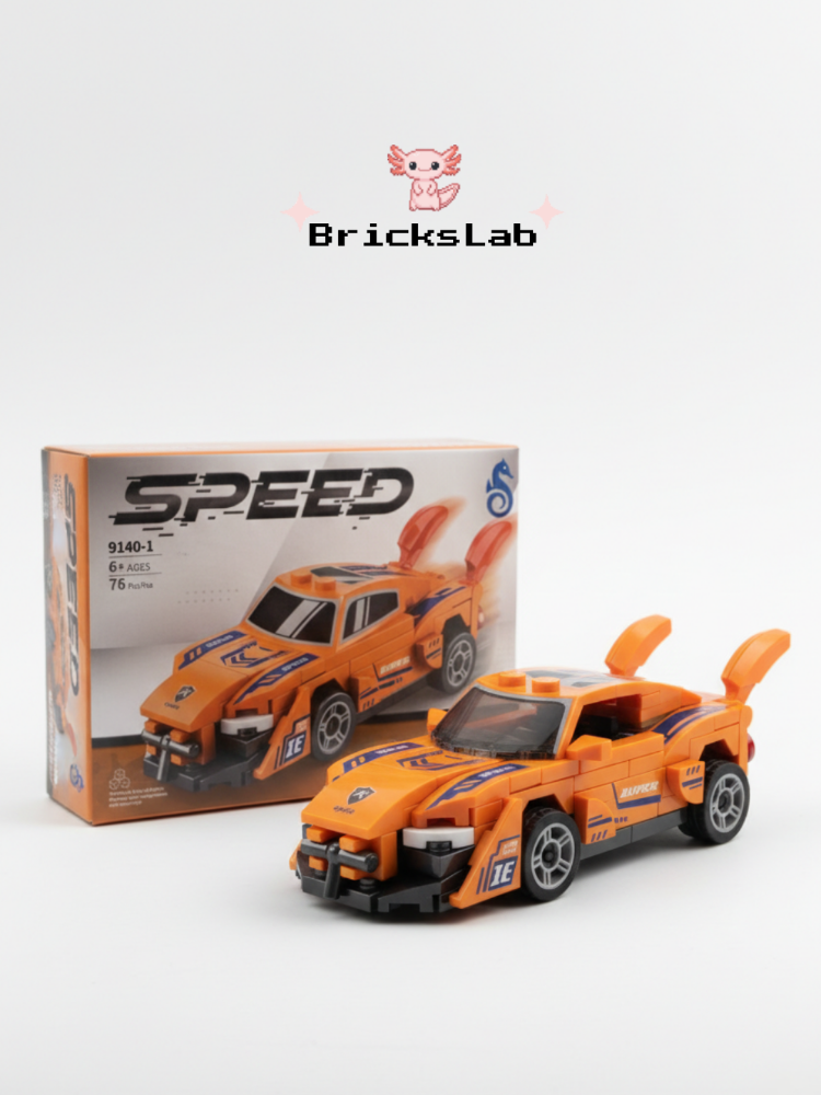 Mini Lego Çek-Bırak Spor Araba Yapım Seti Turuncu