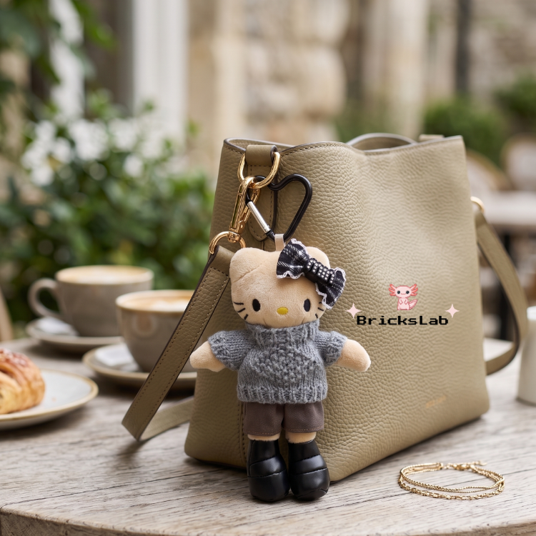Hello Kitty Peluş Anahtarlık – Cozy Grey