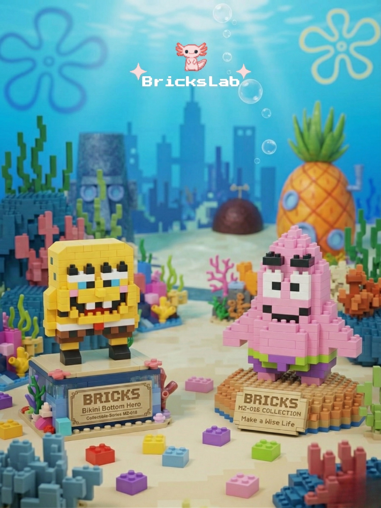 Mini Bricks SpongeBob & Patrick Figür Seti – Bikini Bottom Koleksiyon Serisi