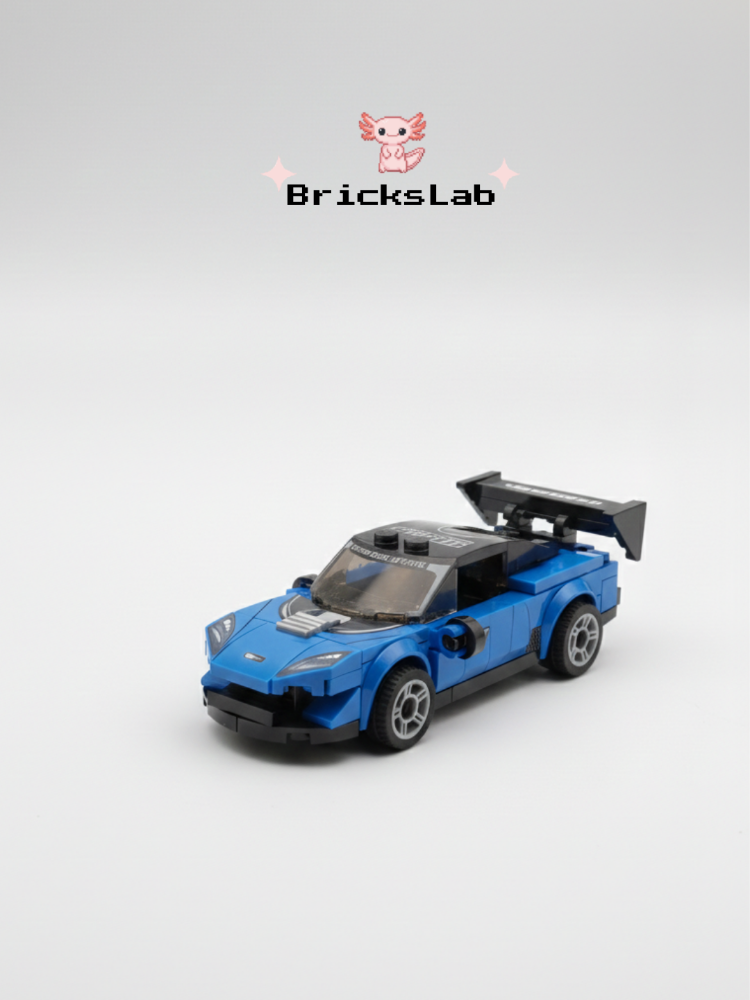 Mini Lego Çek-Bırak Spor Araba Yapım Seti Mavi (64 Parça)