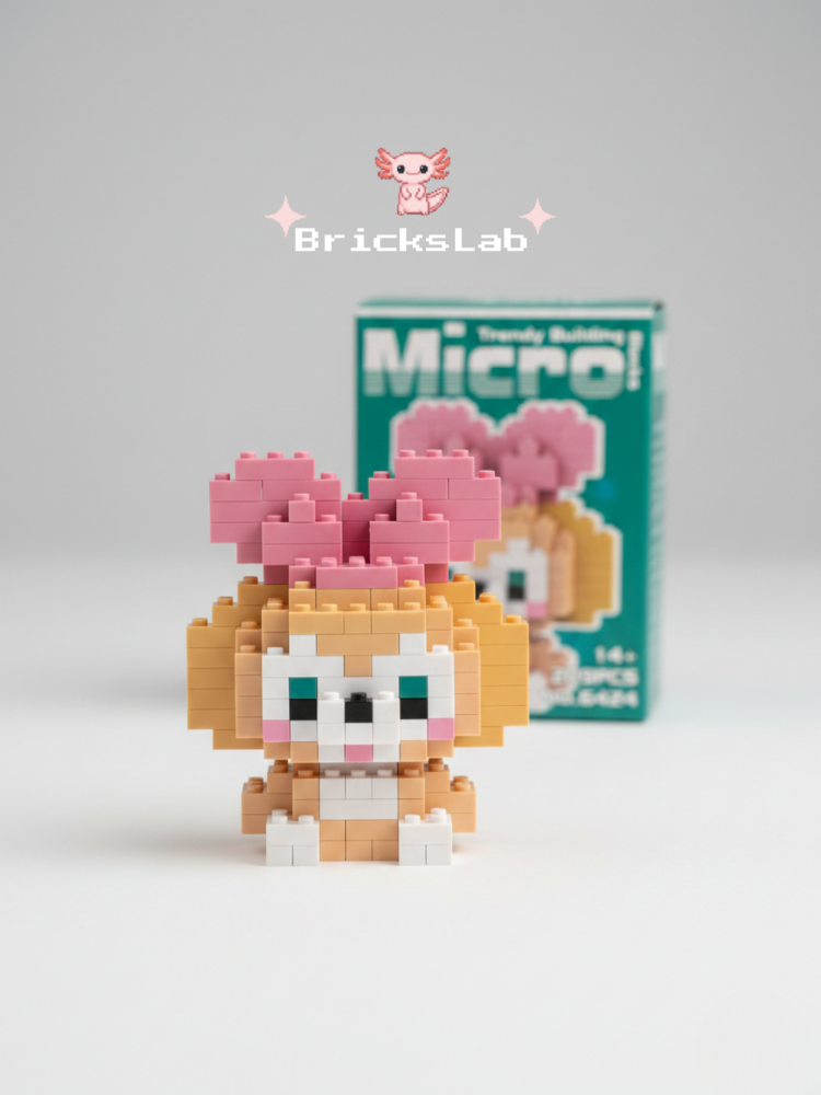 Mini Fiyonklu Teddy Ayıcık 3D Puzzle Figürü | Mikro Blok Yapı Oyuncağı