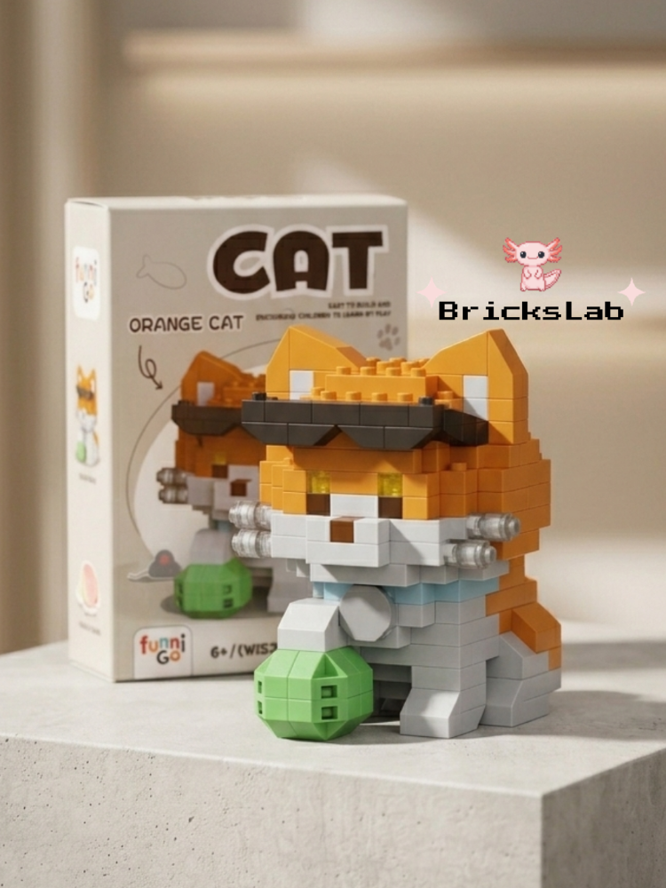 Havalı Turuncu Kedi Bricks Yapım Seti