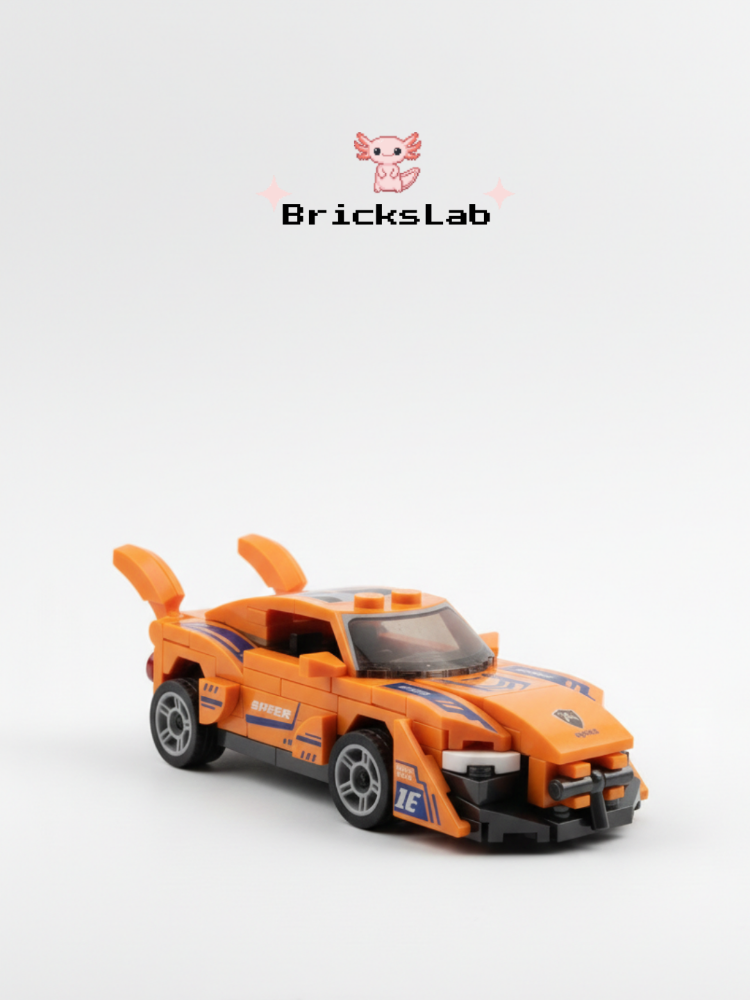 Mini Lego Çek-Bırak Spor Araba Yapım Seti Turuncu
