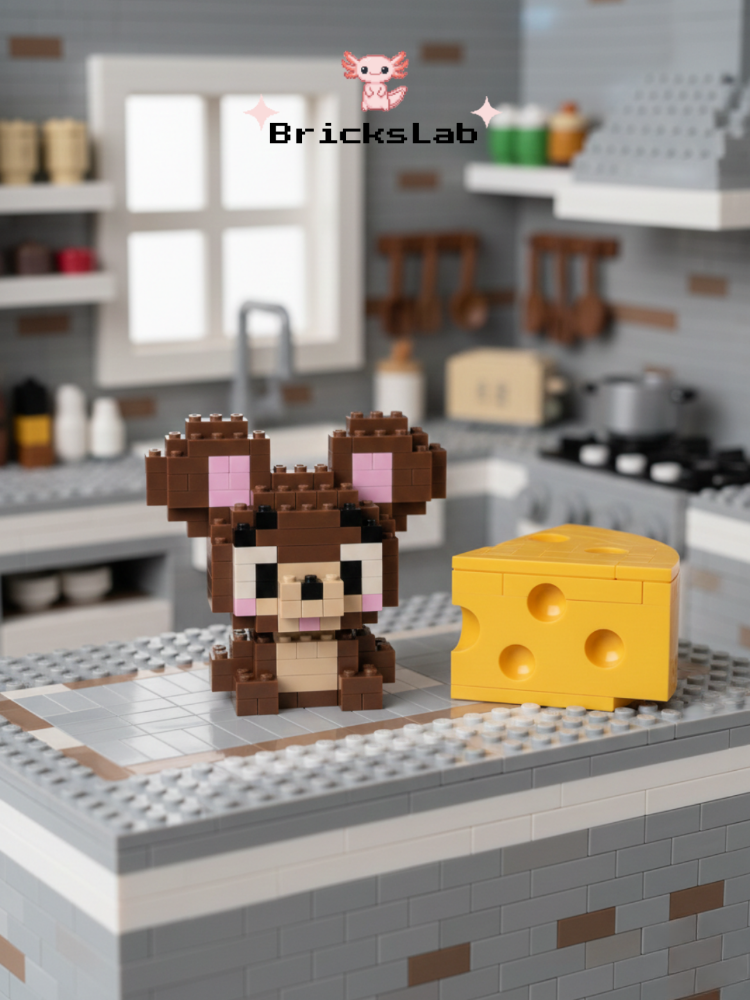Mini Jerry Kahverengi Fare Micro Block 3D Puzzle Figür