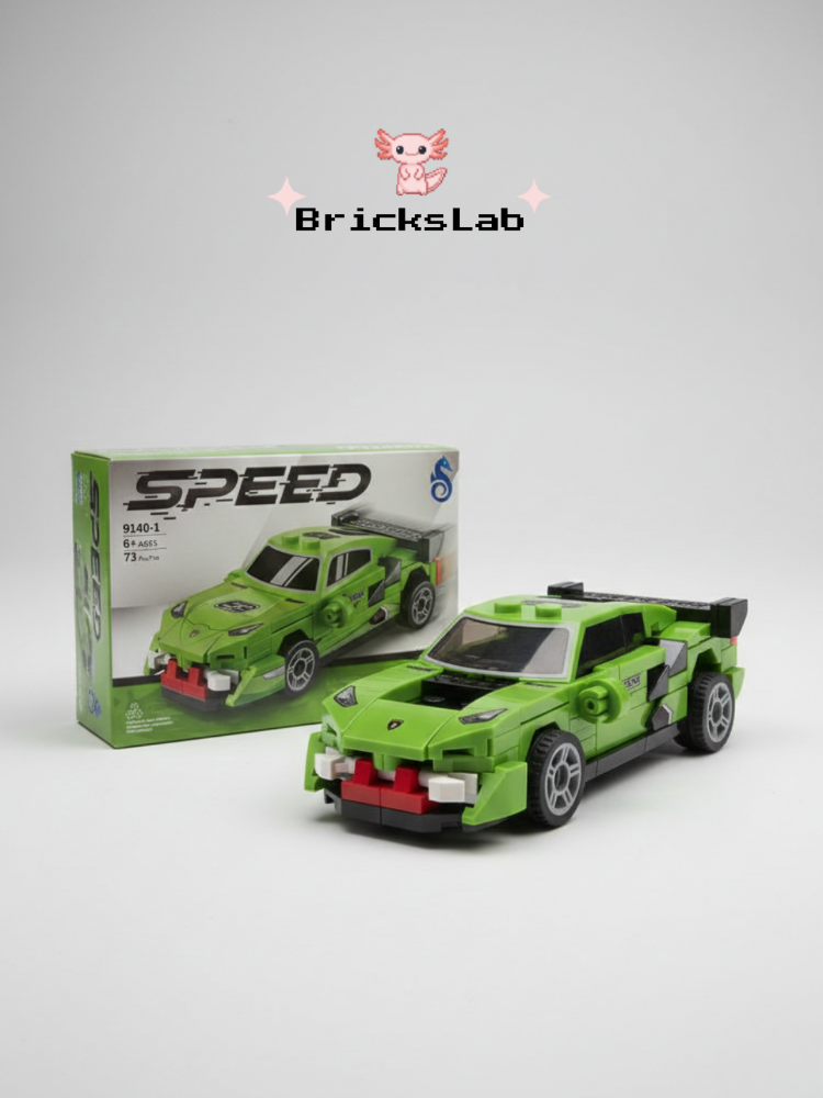 Mini Lego Çek-Bırak Spor Araba Yapım Seti Yeşil