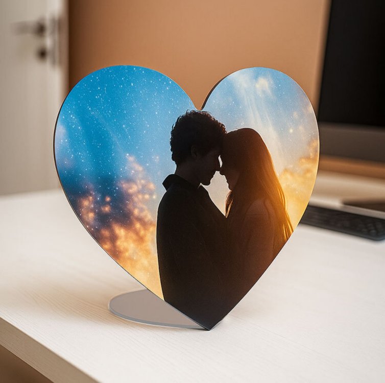 Kişiye Özel Kalp Formunda Metal Fotoğraf Baskı (15x13cm)